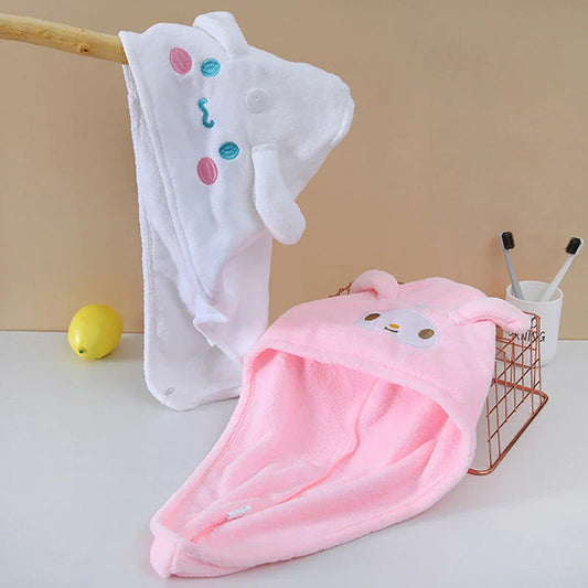 Sanrio Cute Cinnamonrolls Melodys Dry Hair Hat Kawaii Anime Absorbent Quick Drying Shampoo Bath Hat Home Bathroom Bald Towel