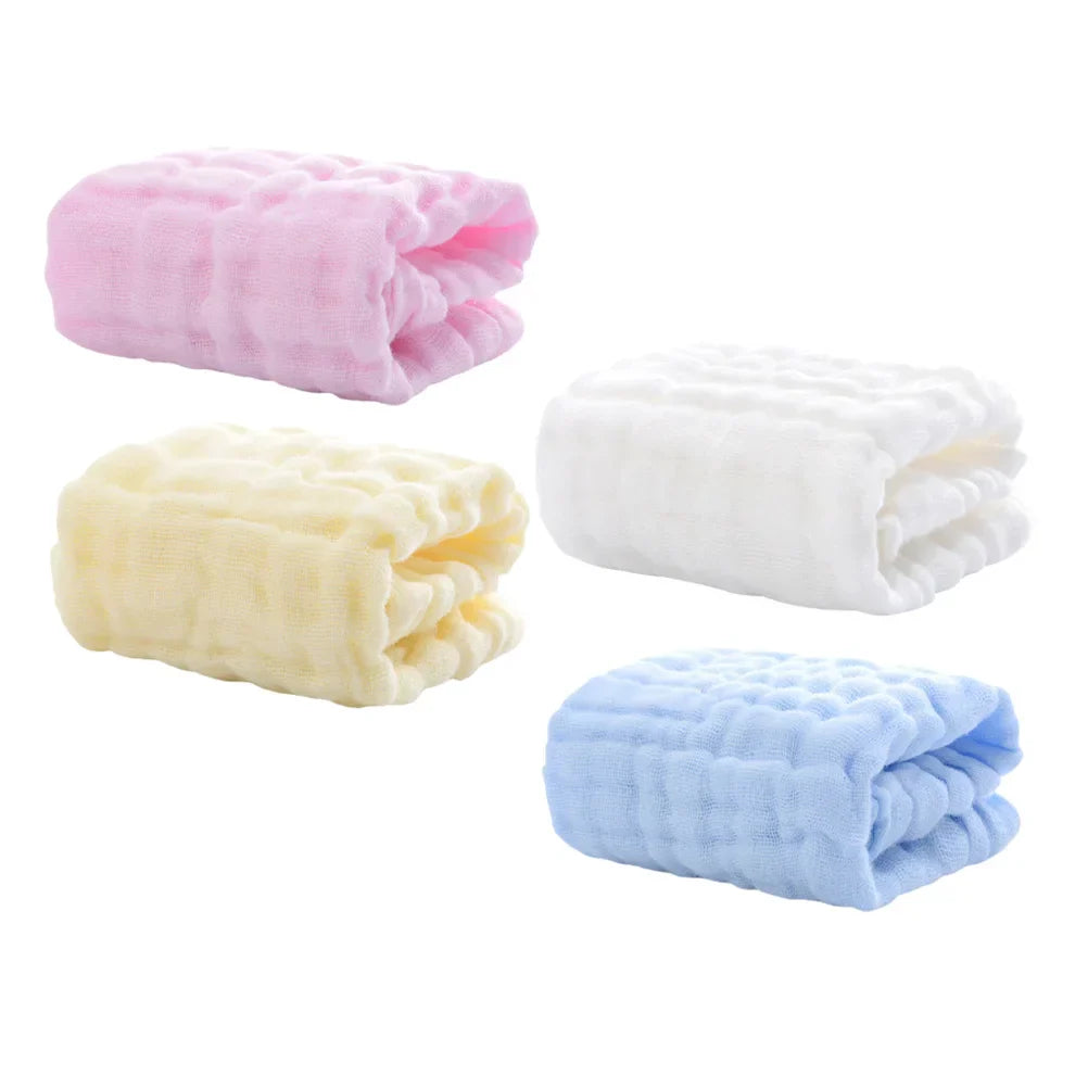 4 Pcs Pure Washcloths Bath Towels Face Muslin Burp Saliva Printing Burping Handkerchief