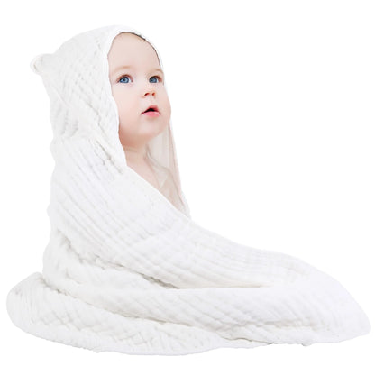 Large Baby Towel Soft 100% Muslin 6-layer Hooded Cotton Bath Baby Towel for Babies Infant Toddler Newborn Blankets Bath Towel