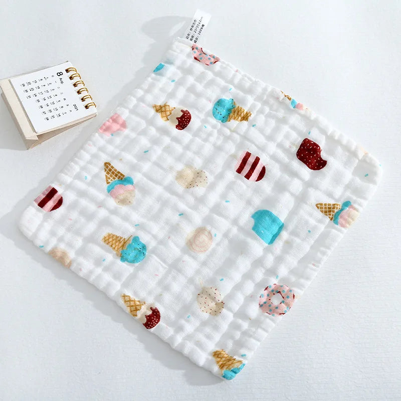 Baby Towel Newborn Cotton 100% Square Six-layer High-density Gauze Towel Newborn Baby Saliva Infant Face Bath Towel